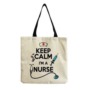 Nurse Nursing Pride Linen Tote Bag Keep Calm I'm A Nurse
